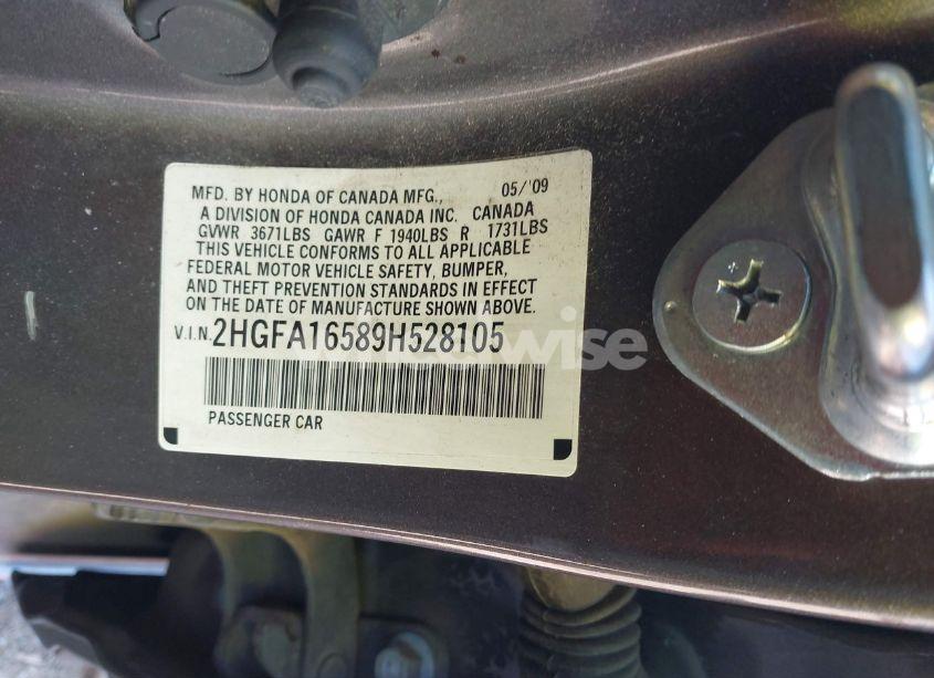 Photo 9 of 2009 Honda Civic LX (VIN 2HGFA16589H528105)