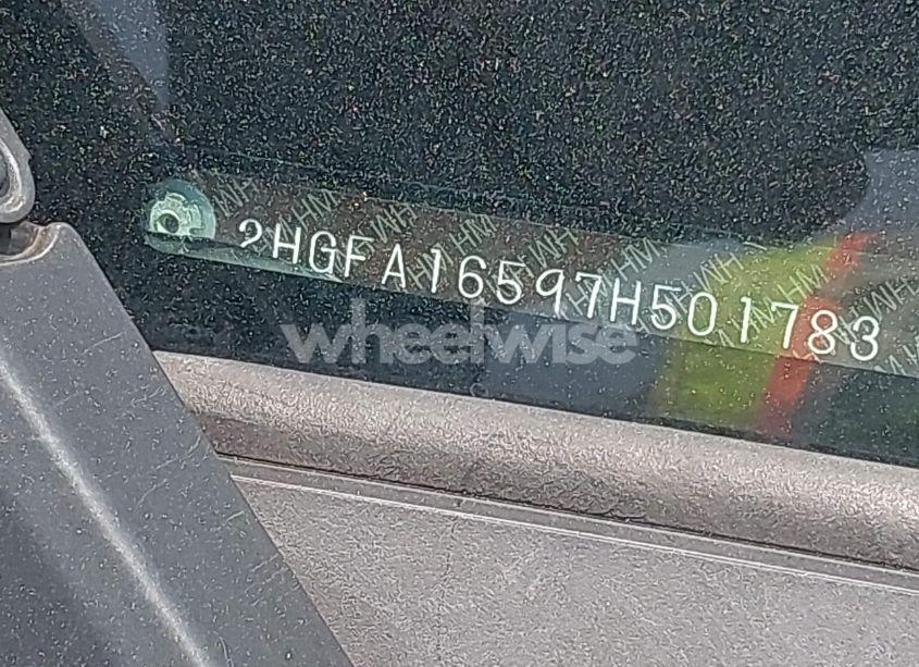 Photo 12 of 2007 Honda Civic LX (VIN 2HGFA16597H501783)