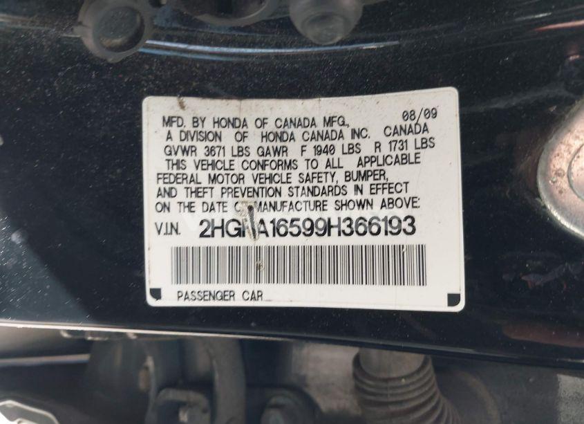 Photo 9 of 2009 Honda Civic LX (VIN 2HGFA16599H366193)