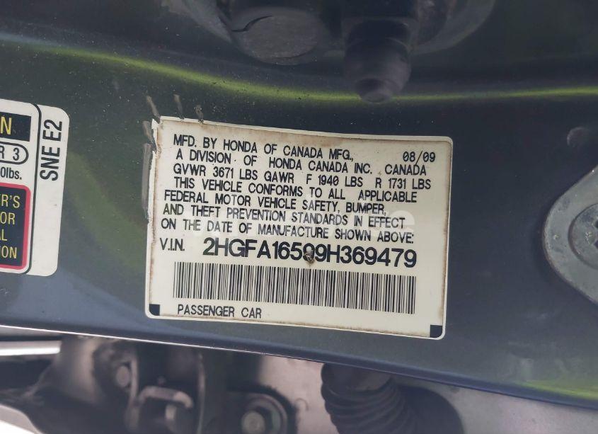 Photo 9 of 2009 Honda Civic LX (VIN 2HGFA16599H369479)