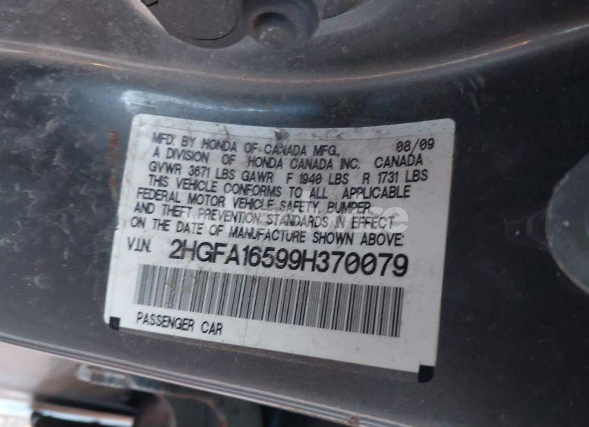 Photo 9 of 2009 Honda Civic LX (VIN 2HGFA16599H370079)