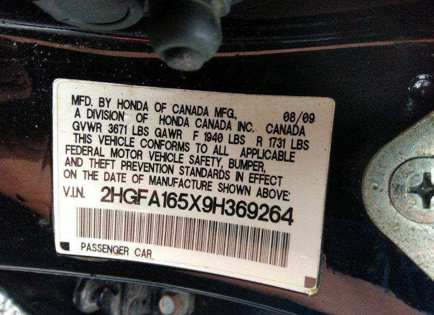 Photo 9 of 2009 Honda Civic LX (VIN 2HGFA165X9H369264)