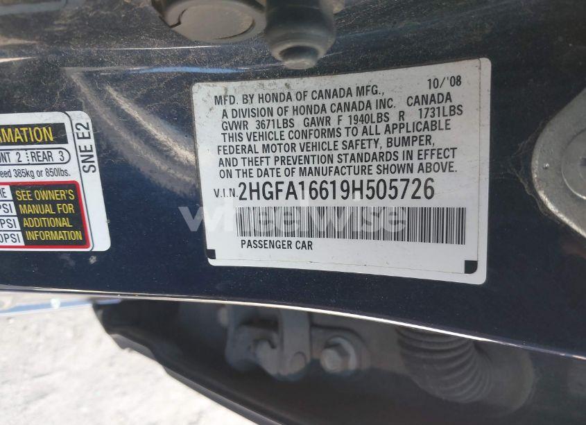 Photo 9 of 2009 Honda Civic LX-S (VIN 2HGFA16619H505726)