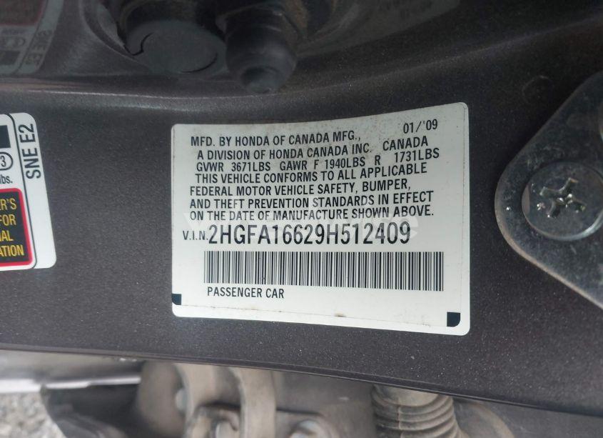 Photo 9 of 2009 Honda Civic LX-S (VIN 2HGFA16629H512409)