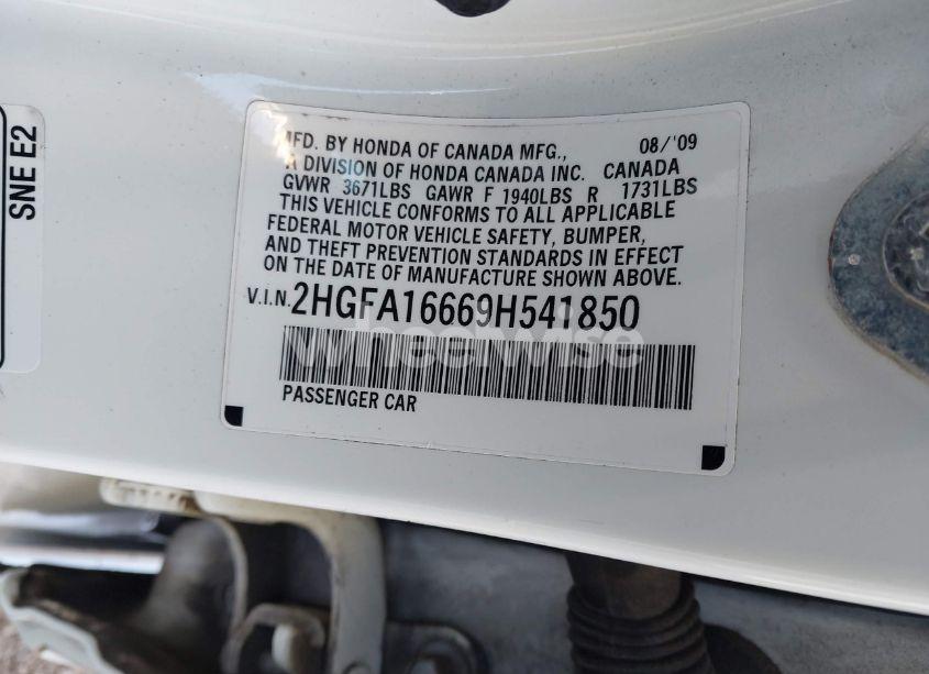 Photo 9 of 2009 Honda Civic LX-S (VIN 2HGFA16669H541850)