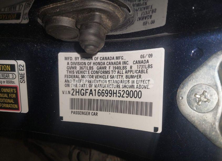 Photo 9 of 2009 Honda Civic LX-S (VIN 2HGFA16699H529000)