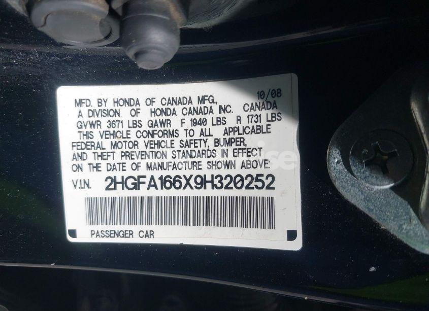 Photo 9 of 2009 Honda Civic LX-S (VIN 2HGFA166X9H320252)