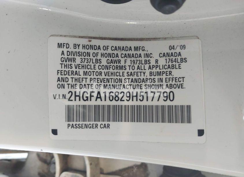 Photo 9 of 2009 Honda Civic EX (VIN 2HGFA16829H517790)