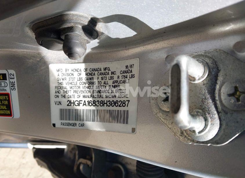Photo 9 of 2008 Honda Civic EX (VIN 2HGFA16838H306287)