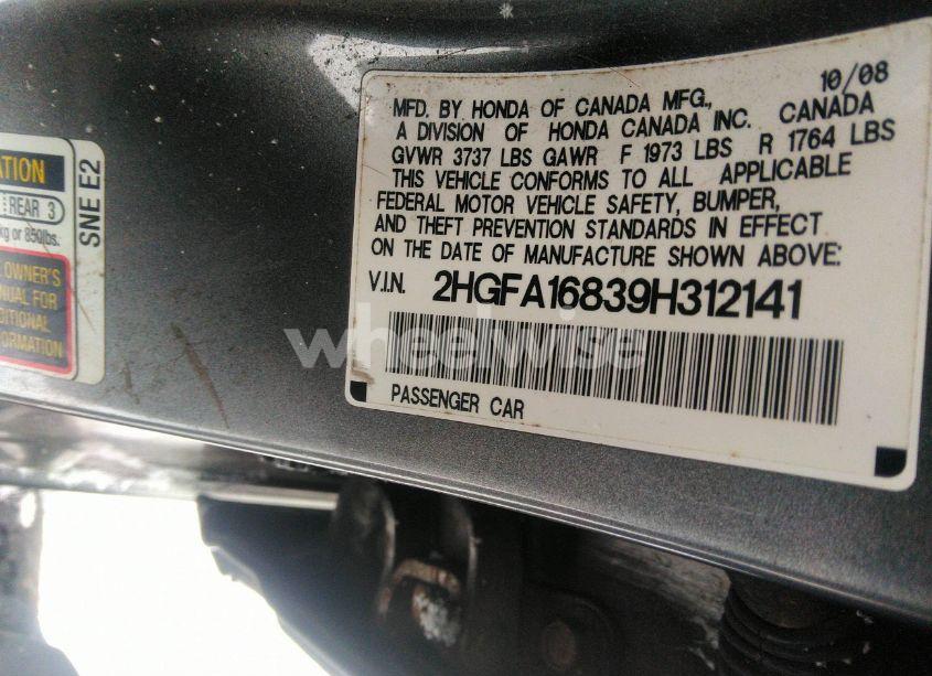 Photo 9 of 2009 Honda Civic EX (VIN 2HGFA16839H312141)