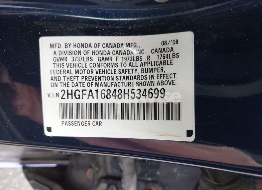Photo 9 of 2008 Honda Civic EX (VIN 2HGFA16848H534699)