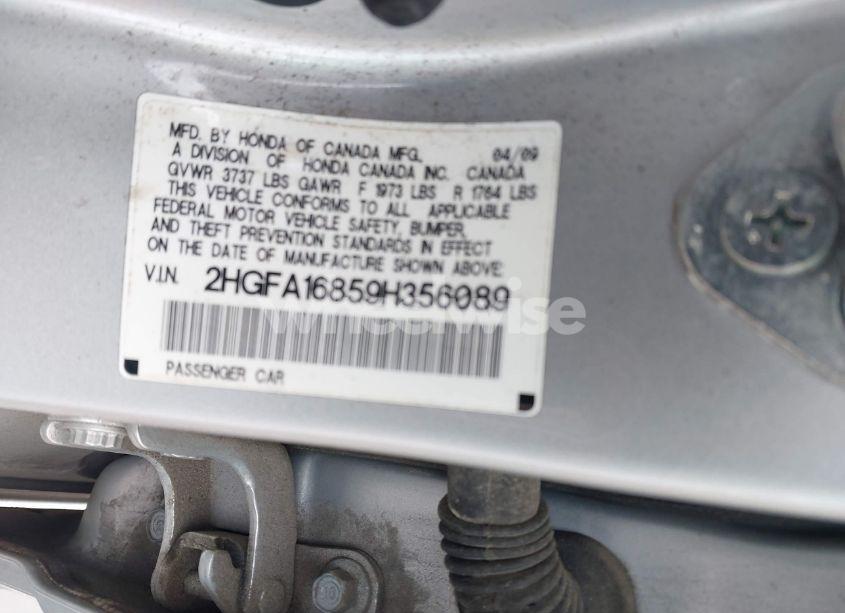 Photo 9 of 2009 Honda Civic EX (VIN 2HGFA16859H356089)
