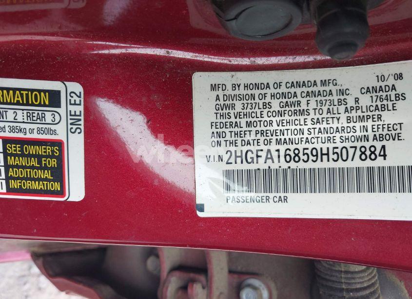 Photo 9 of 2009 Honda Civic EX (VIN 2HGFA16859H507884)