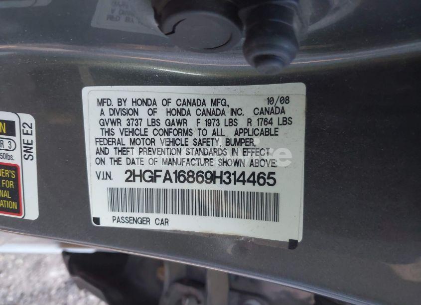 Photo 9 of 2009 Honda Civic EX (VIN 2HGFA16869H314465)