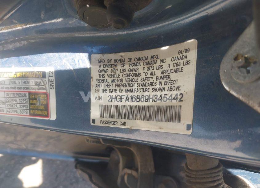 Photo 9 of 2009 Honda Civic EX (VIN 2HGFA16869H345442)