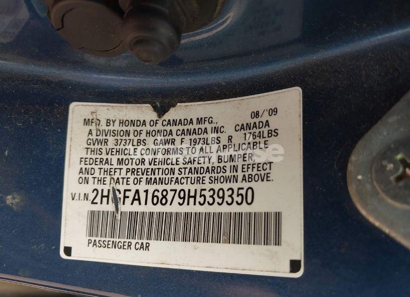 Photo 9 of 2009 Honda Civic EX (VIN 2HGFA16879H539350)