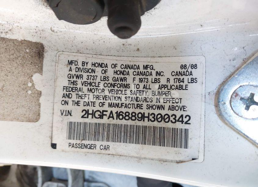 Photo 9 of 2009 Honda Civic EX (VIN 2HGFA16889H300342)