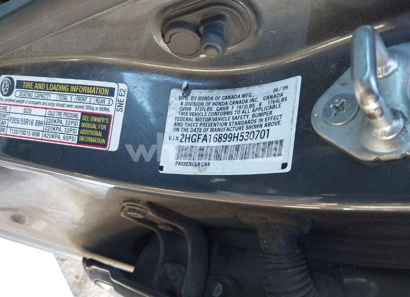 Photo 9 of 2009 Honda Civic EX (VIN 2HGFA16899H530701)