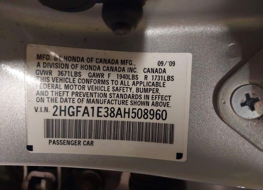 Photo 9 of 2010 Honda Civic VP (VIN 2HGFA1E38AH508960)