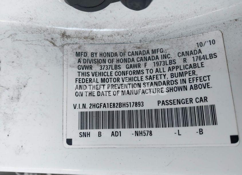 Photo 9 of 2011 Honda Civic EX (VIN 2HGFA1E82BH517893)