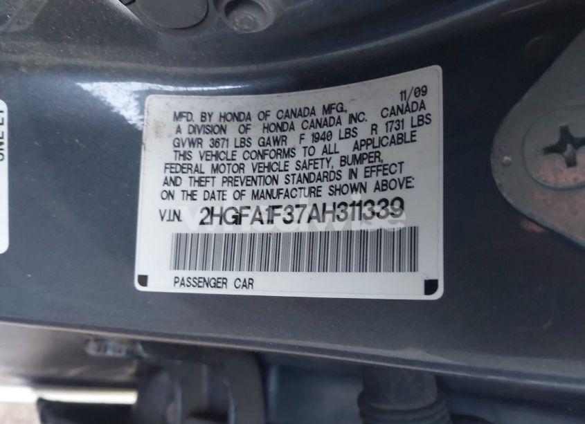 Photo 9 of 2010 Honda Civic VP (VIN 2HGFA1F37AH311339)