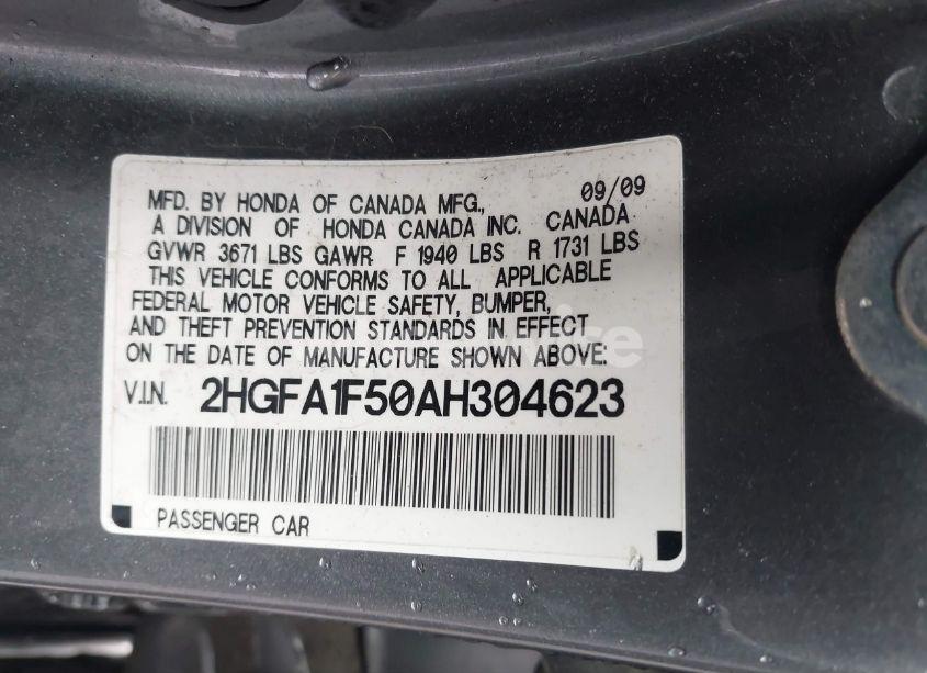 Photo 9 of 2010 Honda Civic LX (VIN 2HGFA1F50AH304623)