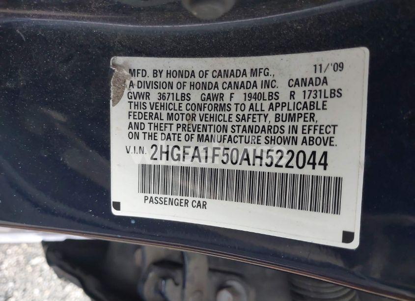 Photo 9 of 2010 Honda Civic LX (VIN 2HGFA1F50AH522044)