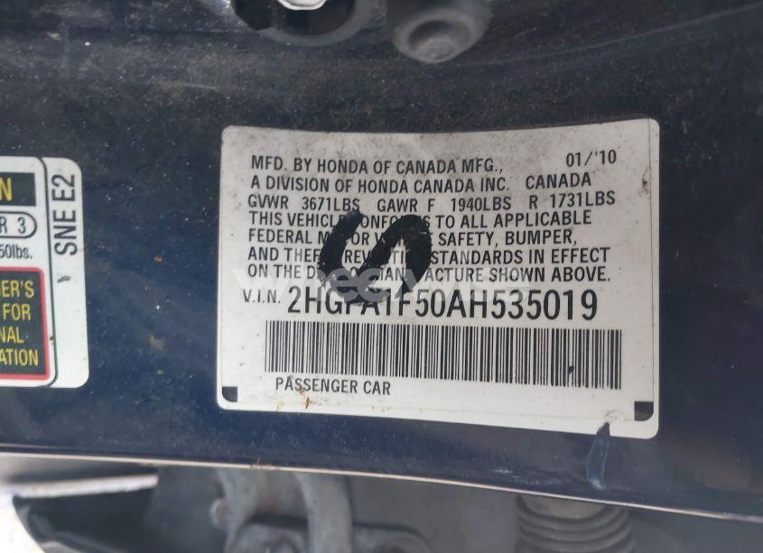 Photo 9 of 2010 Honda Civic LX (VIN 2HGFA1F50AH535019)