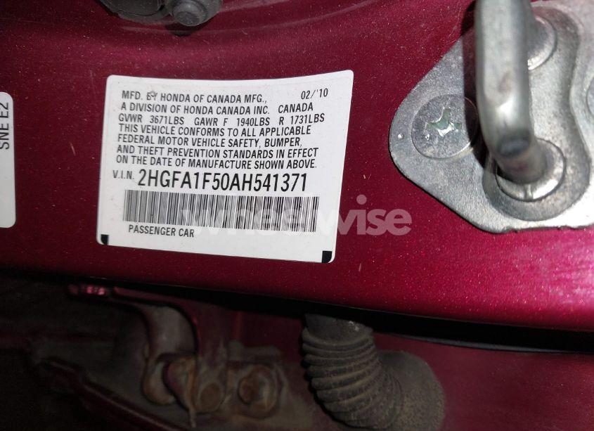 Photo 9 of 2010 Honda Civic LX (VIN 2HGFA1F50AH541371)