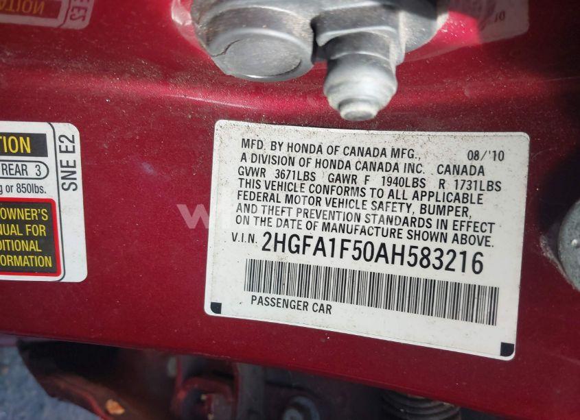 Photo 9 of 2010 Honda Civic LX (VIN 2HGFA1F50AH583216)