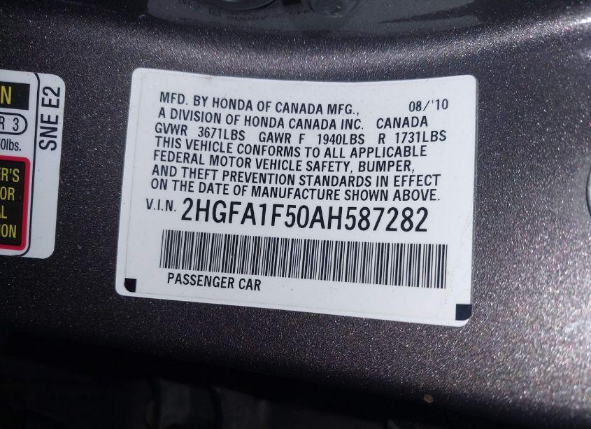 Photo 9 of 2010 Honda Civic LX (VIN 2HGFA1F50AH587282)