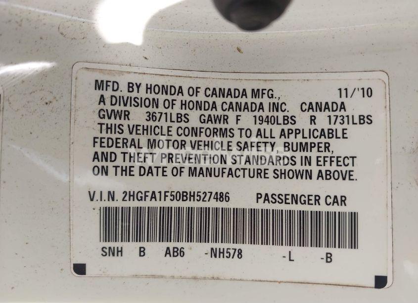 Photo 9 of 2011 Honda Civic LX (VIN 2HGFA1F50BH527486)