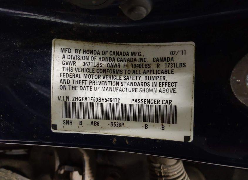 Photo 9 of 2011 Honda Civic LX (VIN 2HGFA1F50BH546412)