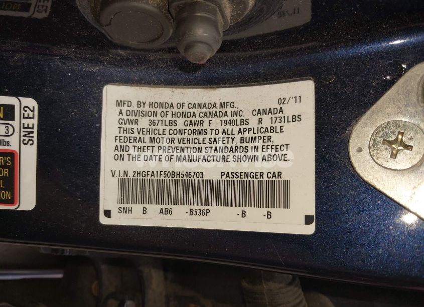 Photo 8 of 2011 Honda Civic LX (VIN 2HGFA1F50BH546703)