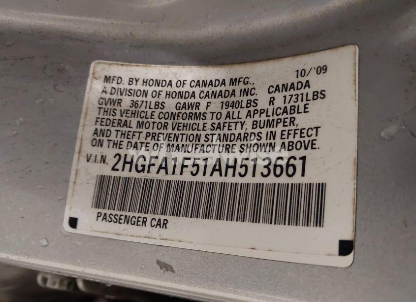 Photo 9 of 2010 Honda Civic LX (VIN 2HGFA1F51AH513661)