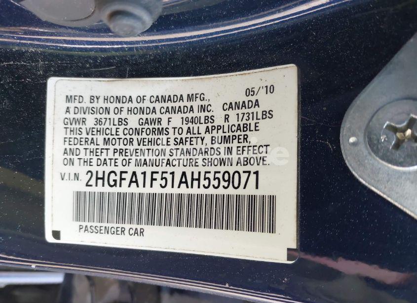 Photo 9 of 2010 Honda Civic LX (VIN 2HGFA1F51AH559071)