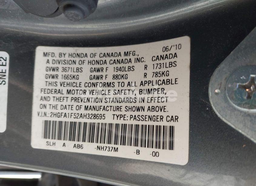 Photo 9 of 2010 Honda Civic LX (VIN 2HGFA1F52AH328695)