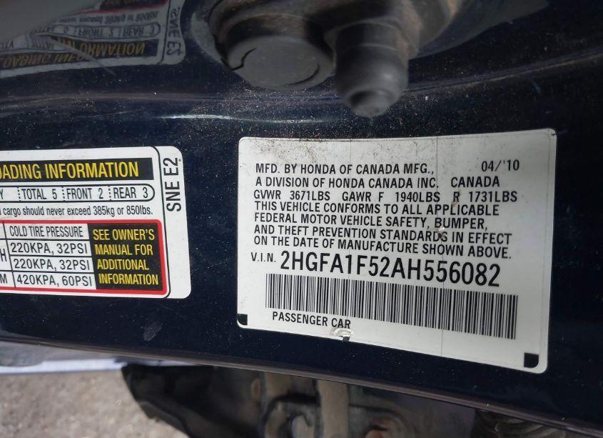 Photo 9 of 2010 Honda Civic LX (VIN 2HGFA1F52AH556082)