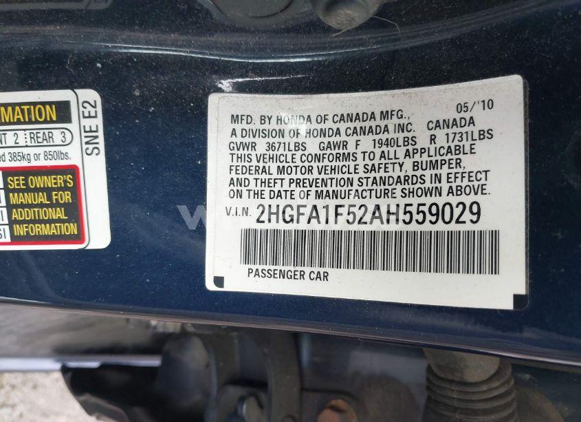 Photo 9 of 2010 Honda Civic LX (VIN 2HGFA1F52AH559029)