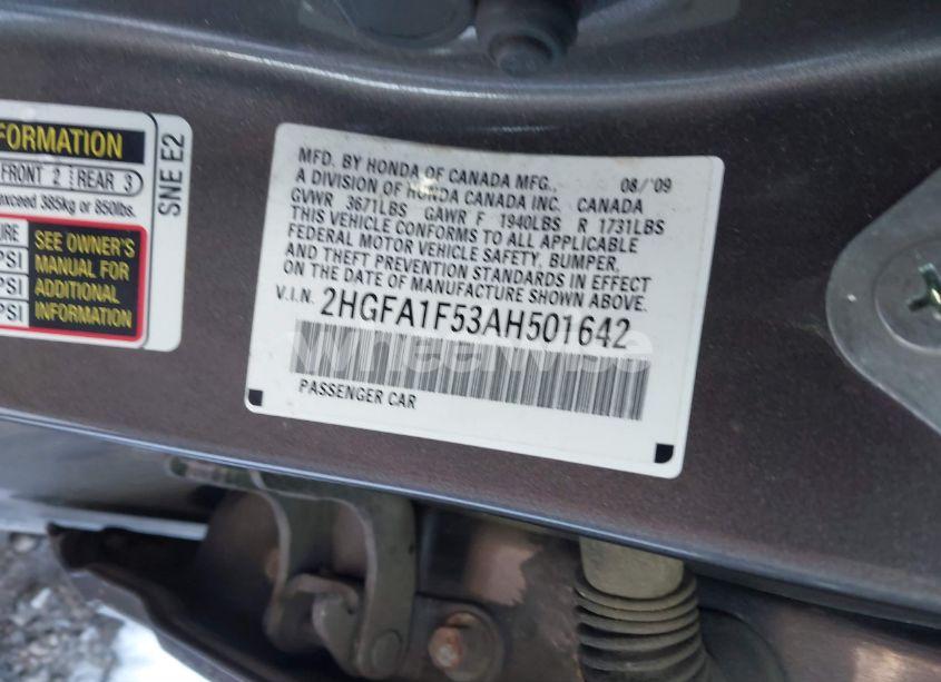 Photo 9 of 2010 Honda Civic LX (VIN 2HGFA1F53AH501642)