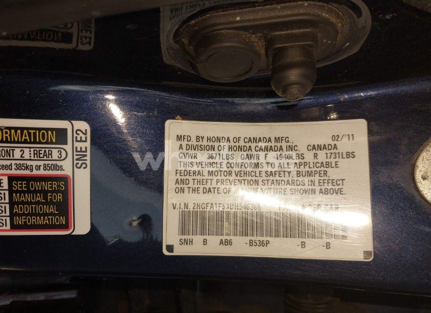 Photo 9 of 2011 Honda Civic LX (VIN 2HGFA1F53BH546386)