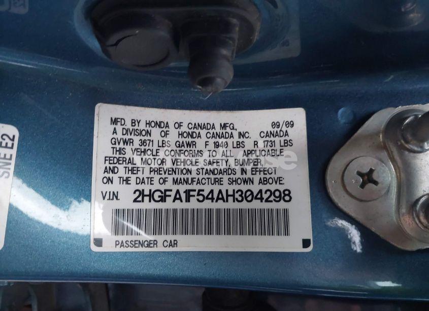 Photo 9 of 2010 Honda Civic LX (VIN 2HGFA1F54AH304298)