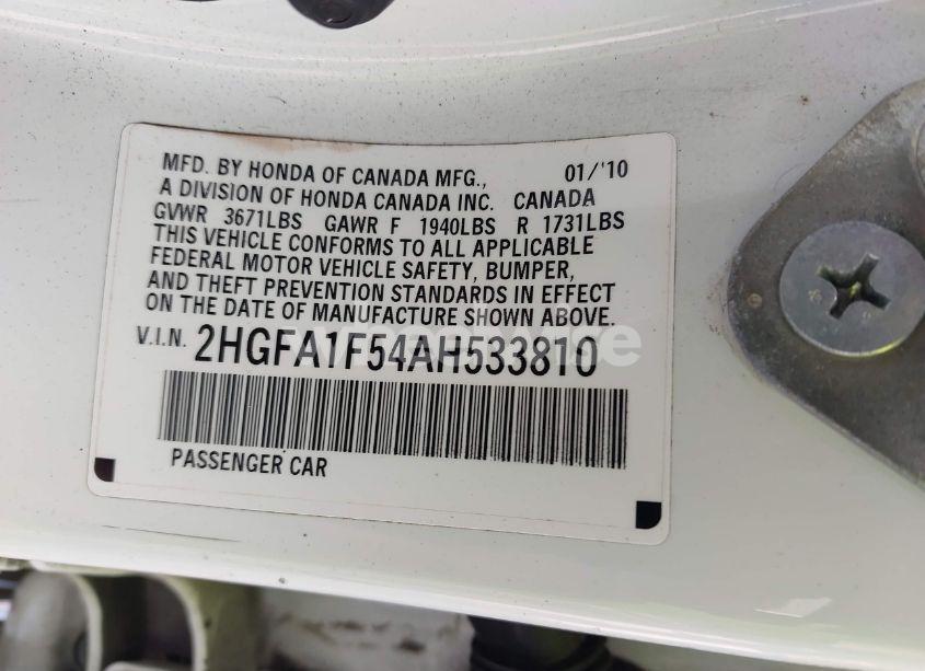 Photo 9 of 2010 Honda Civic LX (VIN 2HGFA1F54AH533810)