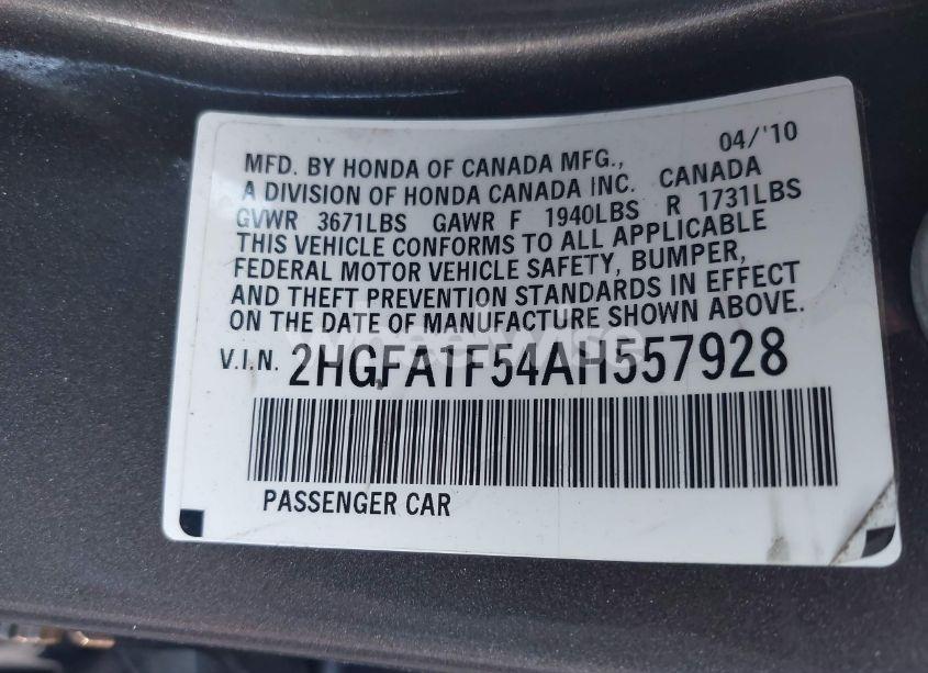 Photo 9 of 2010 Honda Civic LX (VIN 2HGFA1F54AH557928)