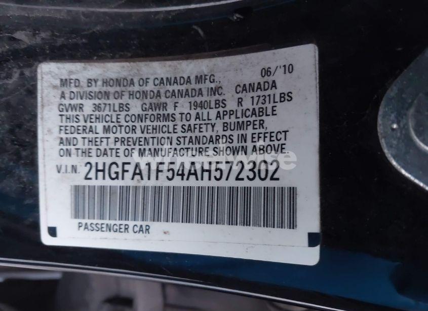 Photo 9 of 2010 Honda Civic LX (VIN 2HGFA1F54AH572302)