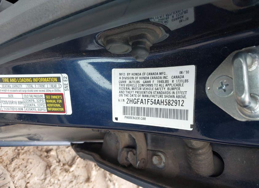 Photo 9 of 2010 Honda Civic LX (VIN 2HGFA1F54AH582912)