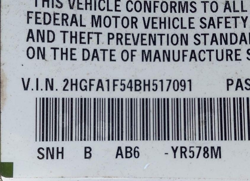 Photo 9 of 2011 Honda Civic LX (VIN 2HGFA1F54BH517091)