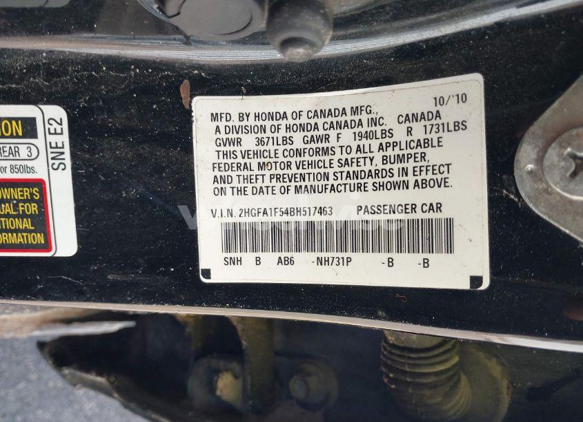 Photo 9 of 2011 Honda Civic LX (VIN 2HGFA1F54BH517463)