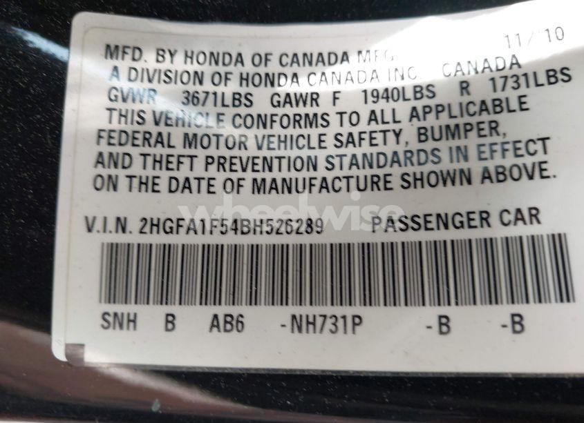 Photo 9 of 2011 Honda Civic LX (VIN 2HGFA1F54BH526289)