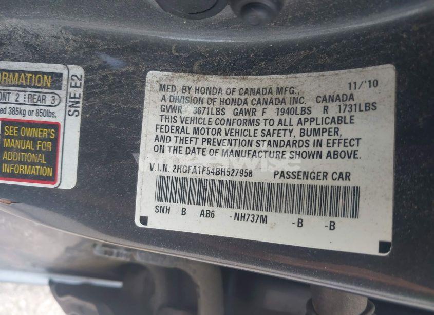 Photo 9 of 2011 Honda Civic LX (VIN 2HGFA1F54BH527958)